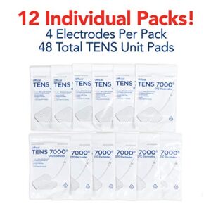 TENS 7000 Official TENS Unit Replacement Pads - 48 Pack, Premium Quality OTC TENS Unit Pads, 2" X 2" - Compatible with Most TENS Machines, Replacement Electrodes Value Pack