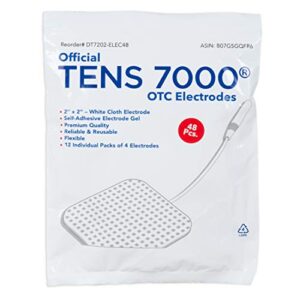 TENS 7000 Official TENS Unit Replacement Pads - 48 Pack, Premium Quality OTC TENS Unit Pads, 2" X 2" - Compatible with Most TENS Machines, Replacement Electrodes Value Pack