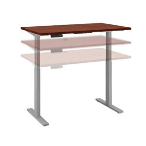bush business furniture move 60 series height adjustable standing desk, 48w x 24d, hansen cherry with cool gray metallic base
