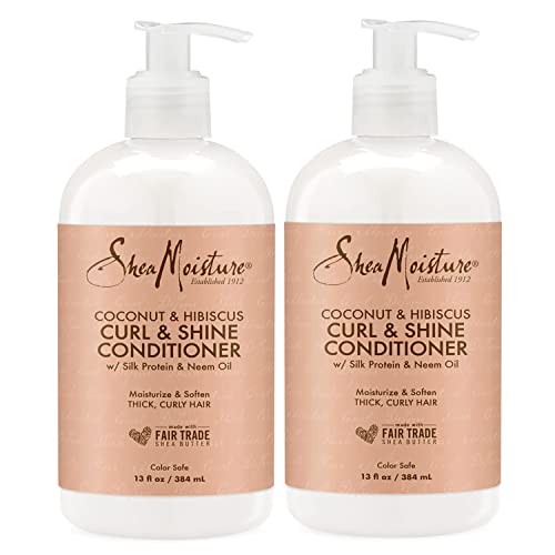 SheaMoisture Curl and Shine Conditioner For Thick, Curly Hair Coconut and Hibiscus Sulfate Free 13 oz 2 Count