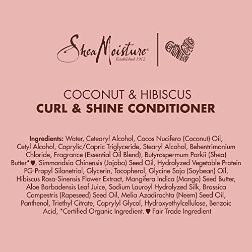 SheaMoisture Curl and Shine Conditioner For Thick, Curly Hair Coconut and Hibiscus Sulfate Free 13 oz 2 Count