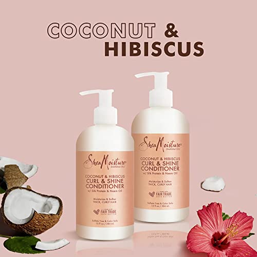 SheaMoisture Curl and Shine Conditioner For Thick, Curly Hair Coconut and Hibiscus Sulfate Free 13 oz 2 Count