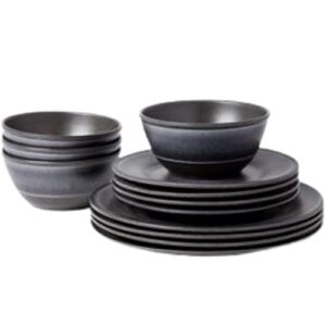 12pc dishwasher-safe melamine lancashire dinnerware set – threshold (gray)
