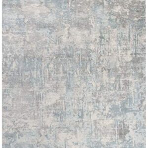 SAFAVIEH Mirage Collection 9' x 12' Turquoise / Grey MIR336K Handmade Modern Abstract Wool & Viscose Area Rug