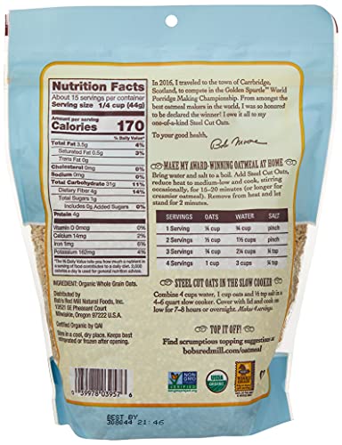 Bob's Red Mill Organic Steel Cut Oats, 24 Oz