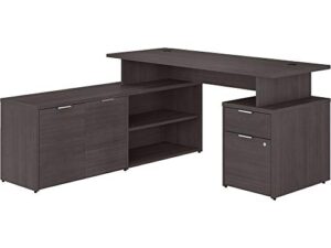 bush business furniture jamestown l shaped desk with drawers, 60w, storm gray