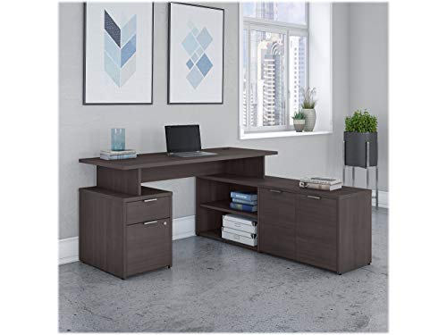 Bush Business Furniture Jamestown L Shaped Desk with Drawers, 60W, Storm Gray