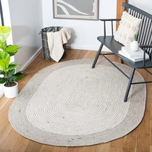 safavieh braided collection 8′ x 10′ oval beige/ivory brd904a handmade country cottage reversible wool entryway foyer living room bedroom kitchen area rug