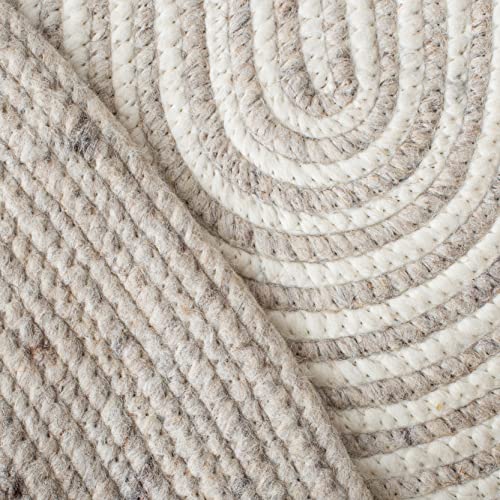 SAFAVIEH Braided Collection 8' x 10' Oval Beige/Ivory BRD904A Handmade Country Cottage Reversible Wool Entryway Foyer Living Room Bedroom Kitchen Area Rug