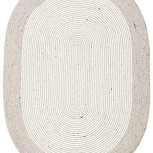 SAFAVIEH Braided Collection 8' x 10' Oval Beige/Ivory BRD904A Handmade Country Cottage Reversible Wool Entryway Foyer Living Room Bedroom Kitchen Area Rug