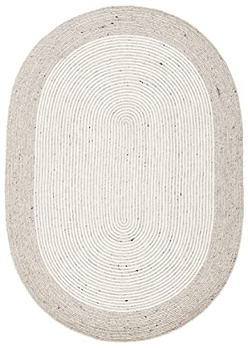 SAFAVIEH Braided Collection 8' x 10' Oval Beige/Ivory BRD904A Handmade Country Cottage Reversible Wool Entryway Foyer Living Room Bedroom Kitchen Area Rug