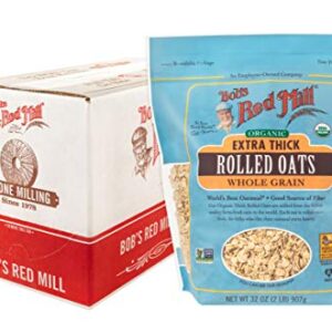 Bob's Red Mill Organic Extra Thick Rolled Oats, 32-ounce (Pack of 4)