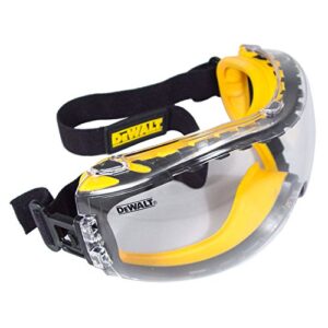 dewalt dpg82-11c concealer clear anti-fog dual mold safety goggle, clear lens, 1 pair