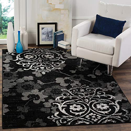 SAFAVIEH Adirondack Collection 6' x 9' Silver / Ivory ADR114B Floral Glam Damask Distressed Non-Shedding Living Room Bedroom Dining Home Office Area Rug