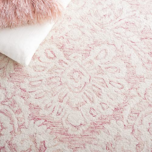 Safavieh Blossom Collection 8' x 10' Pink/Ivory BLM106U Handmade Damask Wool Area Rug