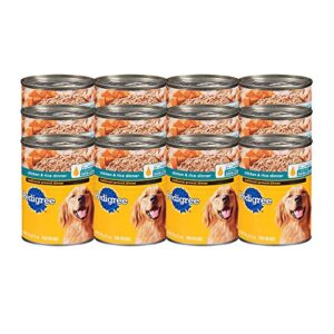 pedigree traditional ground dinner chicken and rice dinner canned dog food 13.2 ounces (pack of 24)