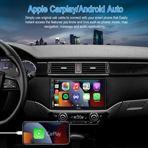 Hieha Car Stereo Compatible with Apple Carplay and Android Auto, 7 Inch Double Din Car Stereo with Bluetooth, Touch Screen Car Radios MP5 Player with A/V Input, Backup Camera, Mirror Link, SWC