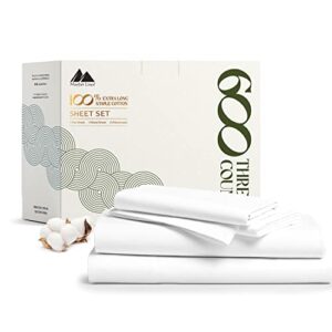 600-thread-count egyptian quality 100% cotton sheets – king size cooling bedsheets for hot sleepers – breathable sateen weave, deep pocket fitted – 4 piece best hotel sheets for king beds (white)