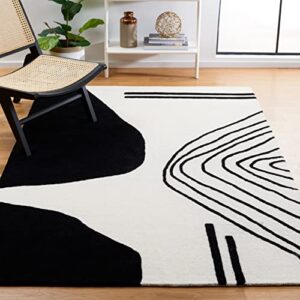 safavieh rodeo drive collection 4′ x 6′ ivory/black rd860b handmade mid-century modern abstract wool area rug