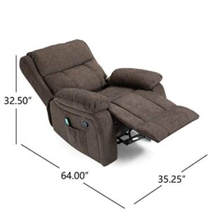 Christopher Knight Home Lindale Massage Recliner, Brown + Black 35.25D x 38.5W x 40.5H in