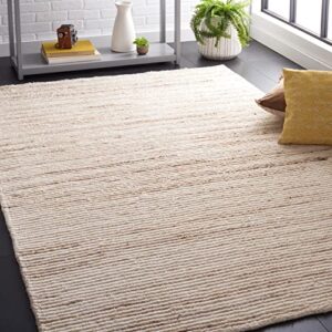 safavieh casablanca collection 3′ x 5′ beige/ivory csb793b handmade stripe wool 0.8-inch thick area rug