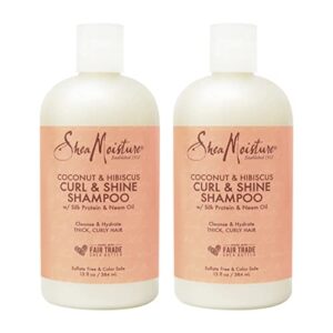 sheamoisture curl and shine coconut shampoo for curly hair coconut and hibiscus paraben free shampoo 13 oz 2 count