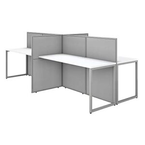 bush business furniture easy office 4 person cubicle desk workstation, 60w x 45h, pure white