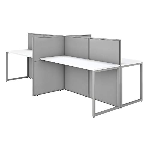 Bush Business Furniture Easy Office 4 Person Cubicle Desk Workstation, 60W x 45H, Pure White