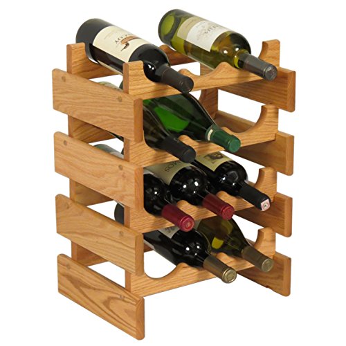 Wooden Mallet 12 Bottle Wine Rack, Light Oak