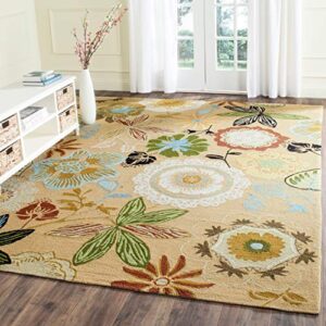 SAFAVIEH Four Seasons Collection 8' x 10' Taupe / Multi FRS472A Hand-Hooked Floral Area Rug