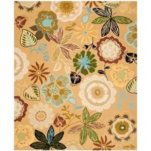 SAFAVIEH Four Seasons Collection 8' x 10' Taupe / Multi FRS472A Hand-Hooked Floral Area Rug