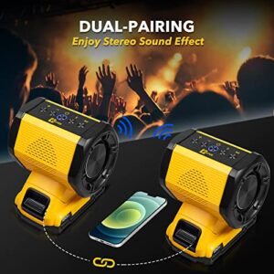 Bluetooth Speaker Fit for DeWALT 18v 20v Max Including 20-60v Flexvolt Battery for Worksite, Camping and Parties (Battery not Included)