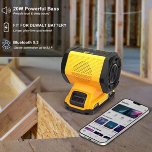 Bluetooth Speaker Fit for DeWALT 18v 20v Max Including 20-60v Flexvolt Battery for Worksite, Camping and Parties (Battery not Included)