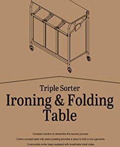 Whitmor 3 Section Rolling Laundry Sorter with Folding Station - Ironing Board