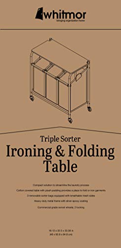 Whitmor 3 Section Rolling Laundry Sorter with Folding Station - Ironing Board