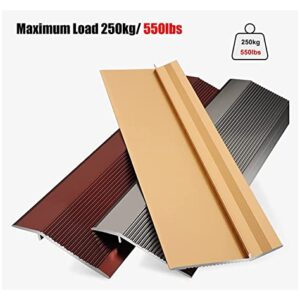 XHP 35-59 inch Aluminium Floor Threshold Transition Strip 4 inch Wide Modern Metal Tile Floor Edging Trim Cuttable Carpet Edge Strip Doorway Reducer Non-Slip Long Divider Strip Wood to Tile