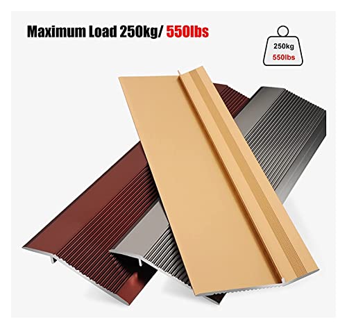 XHP 35-59 inch Aluminium Floor Threshold Transition Strip 4 inch Wide Modern Metal Tile Floor Edging Trim Cuttable Carpet Edge Strip Doorway Reducer Non-Slip Long Divider Strip Wood to Tile