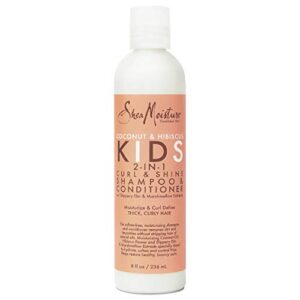 sheamoisture 2-in-1 shampoo and conditioner for kids coconut and hibiscus coconut oil for hair and dry curls 8 oz
