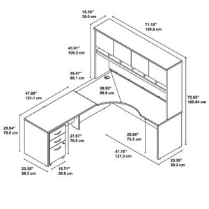 Bush Business Furniture Series C 72W Left Handed Corner Desk with Hutch and Mobile File Cabinet in Hansen Cherry