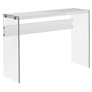 monarch specialties , console sofa table, tempered glass, glossy white, 44″l