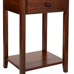 Casual Home Night Owl Nightstand with USB Ports-Warm Brown