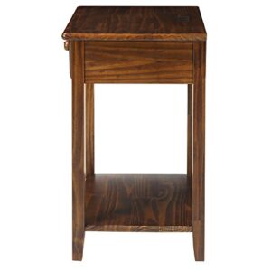 Casual Home Night Owl Nightstand with USB Ports-Warm Brown