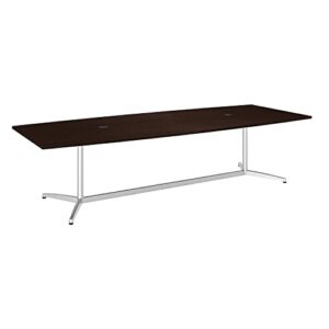 bush business furniture boat shaped conference table with metal base, 120w x 48d, mocha cherry/silver