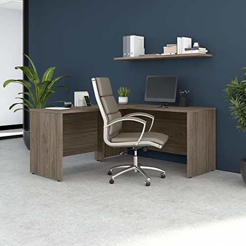 Bush Business Furniture Studio C L Shaped Desk with 42W Return, 60W x 24D, Modern Hickory