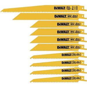 dewalt reciprocating saw blades, bi-metal set with case, 10-piece (dw4898) , yellow
