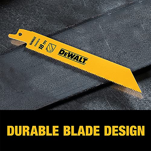 DEWALT Reciprocating Saw Blades, Bi-Metal Set with Case, 10-Piece (DW4898) , Yellow