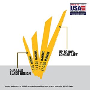 DEWALT Reciprocating Saw Blades, Bi-Metal Set with Case, 10-Piece (DW4898) , Yellow