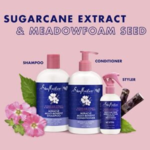 SheaMoisture Multi-Benefit Shampoo, Conditioner and Styler For Wavy, Curly Hair Sugarcane Extract and Meadowfoam Seed Silicone and Paraben Free Shampoo, Conditioner and Styler, 3 Piece Set