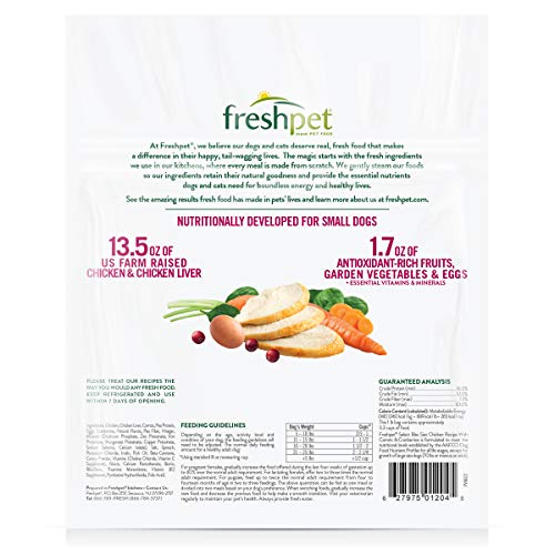 Freshpet Healthy & Natural Food for Small Dogs/Breeds, Fresh Grain Free Chicken Recipe, 1lb