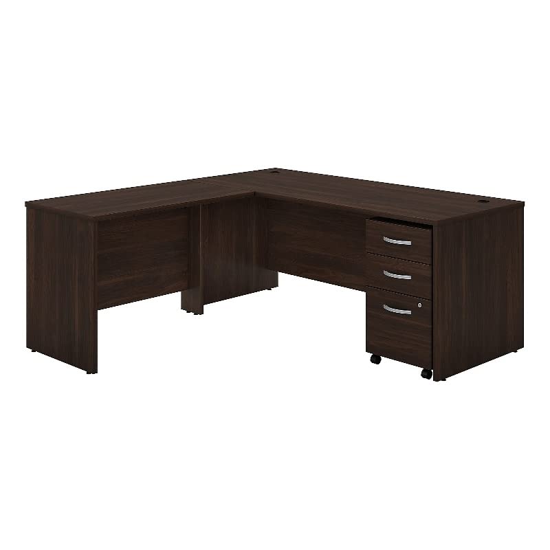 Bush Business Furniture Studio C L Shaped Desk with Mobile File Cabinet and Return, 72W x 30D, Black Walnut